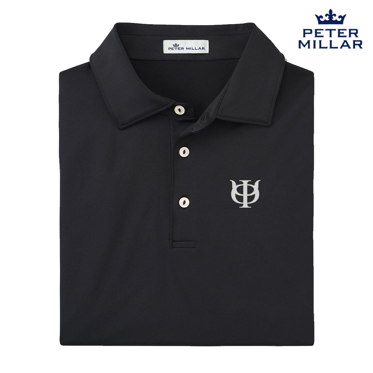 Phi Psi Peter Millar Black Polo With Symbol