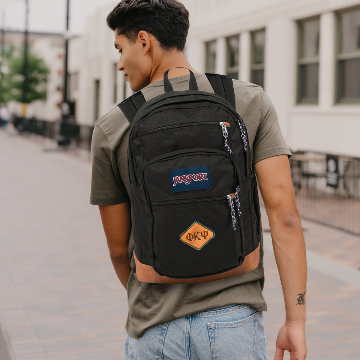 Phi Psi JanSport Leather Patch Backpack Phi Kappa Psi Official Store