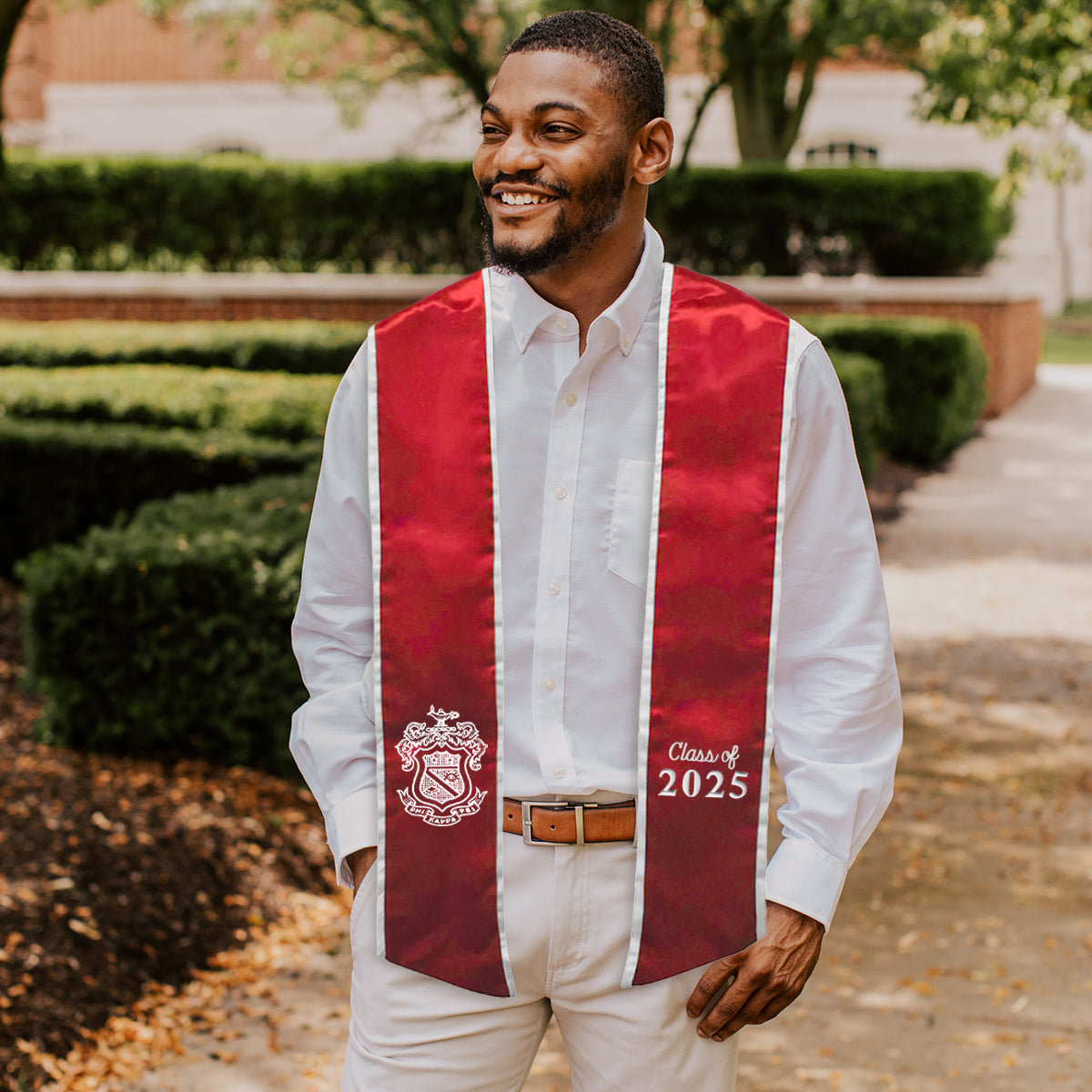 New! Phi Psi Trimmed Graduation Stole with Embroidered Crest