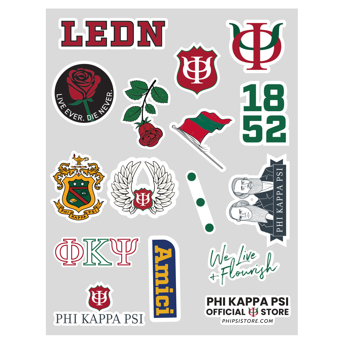 Phi Psi Sticker Sheet | Phi Kappa Psi| Promotional > Stickers